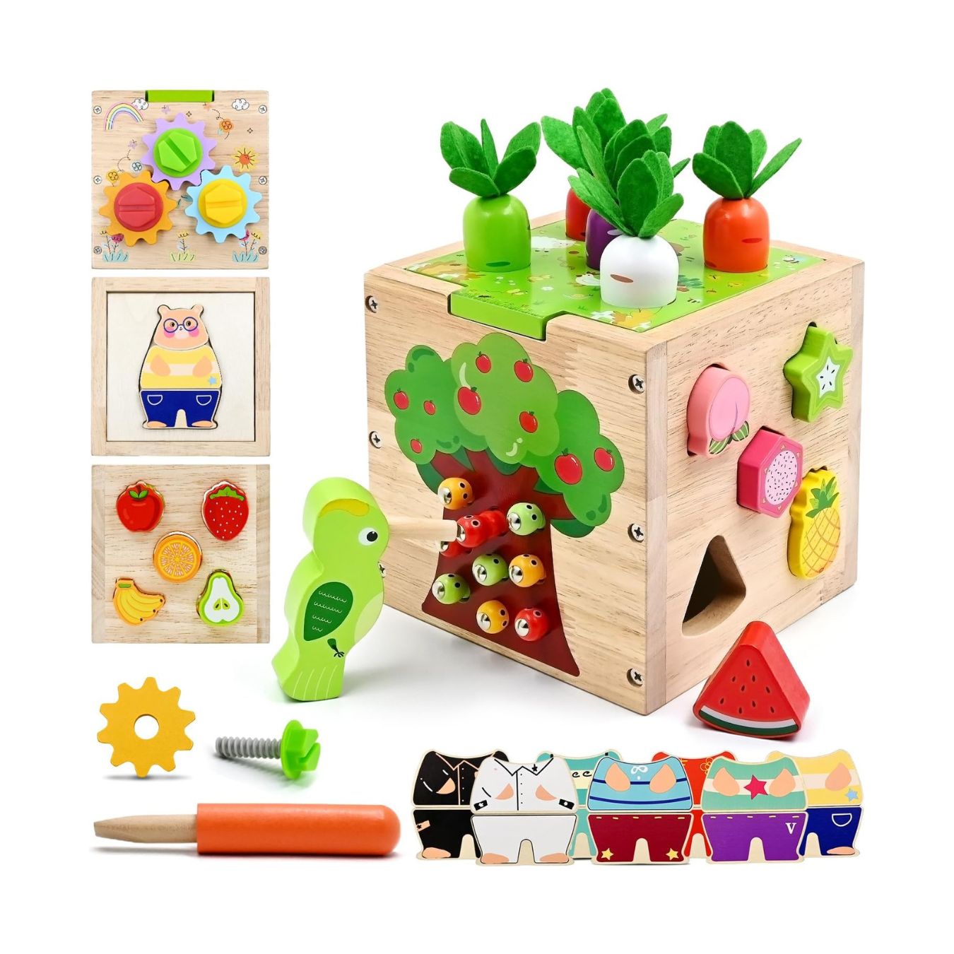 CUBO DE MONTESSORI 5 EN 1 PESCA MAGNETICA Y PÁJARO CARPINTERO - 1