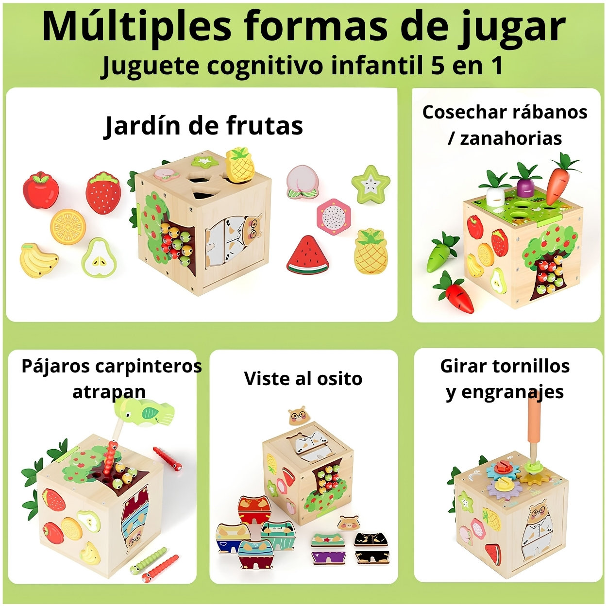 CUBO DE MONTESSORI 5 EN 1 PESCA MAGNETICA Y PÁJARO CARPINTERO - 3