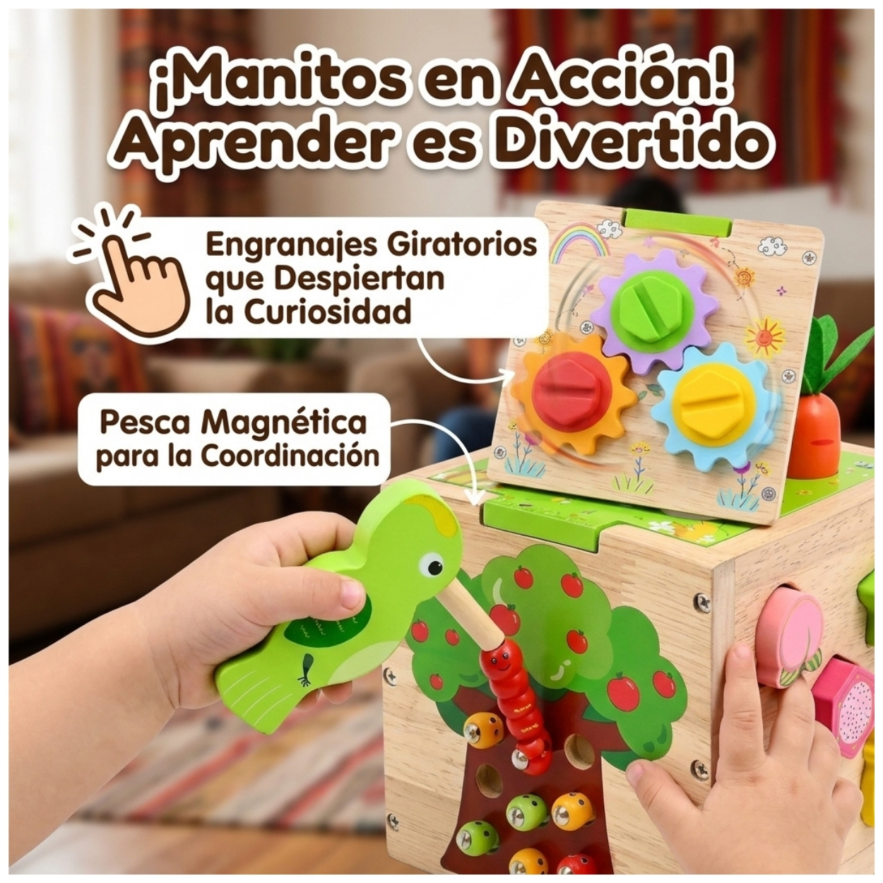 CUBO DE MONTESSORI 5 EN 1 PESCA MAGNETICA Y PÁJARO CARPINTERO - 5