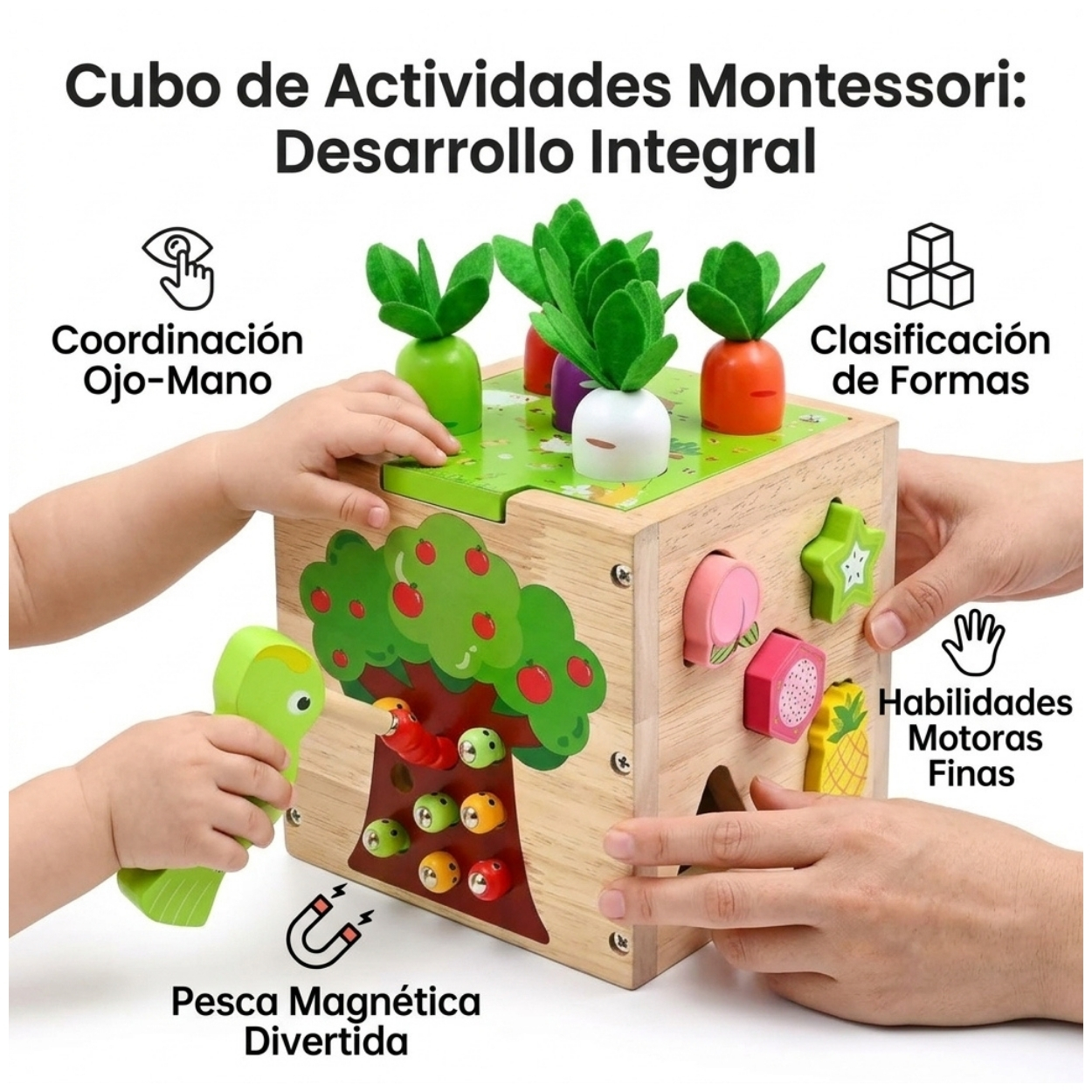 CUBO DE MONTESSORI 5 EN 1 PESCA MAGNETICA Y PÁJARO CARPINTERO - 6
