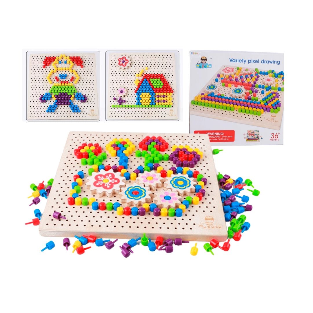 TABLERO DIDÁCTICO CON PINES Y ENGRANAJES PARA NIÑOS - 2