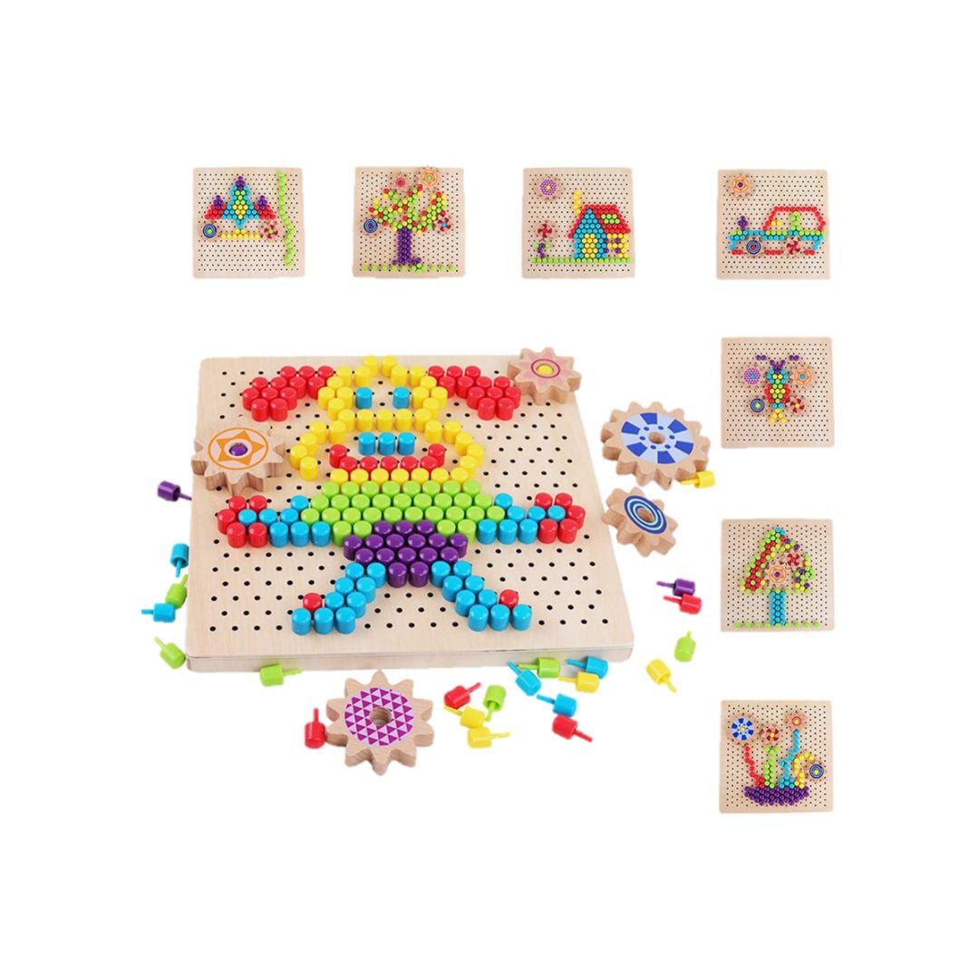 TABLERO DIDÁCTICO CON PINES Y ENGRANAJES PARA NIÑOS - 3
