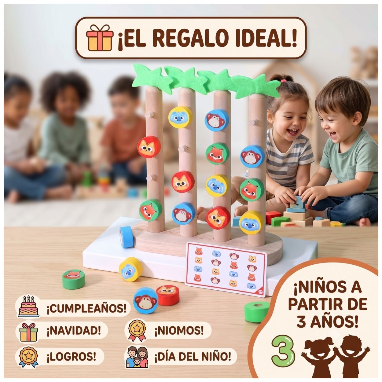 JUEGO PALMERA CLASIFICACION DE ANIMALES Y COLORES MONTESSORI - 5