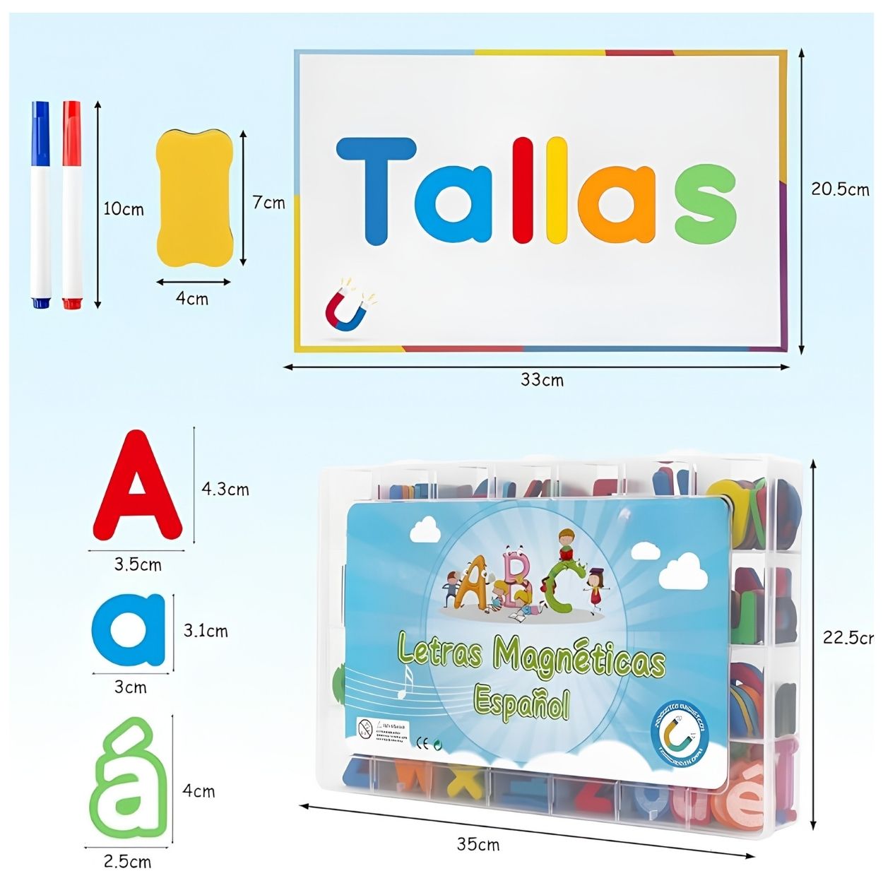 KIT DIDÁCTICO 253 LETRAS Y NÚMEROS MAGNÉTICOS CON PIZARRA - 7