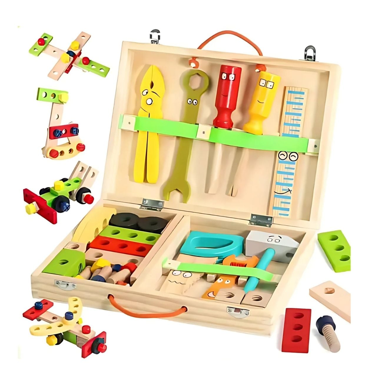 Kit Educativo Maletín Herramientas Coloridas de Madera para Niños - 1