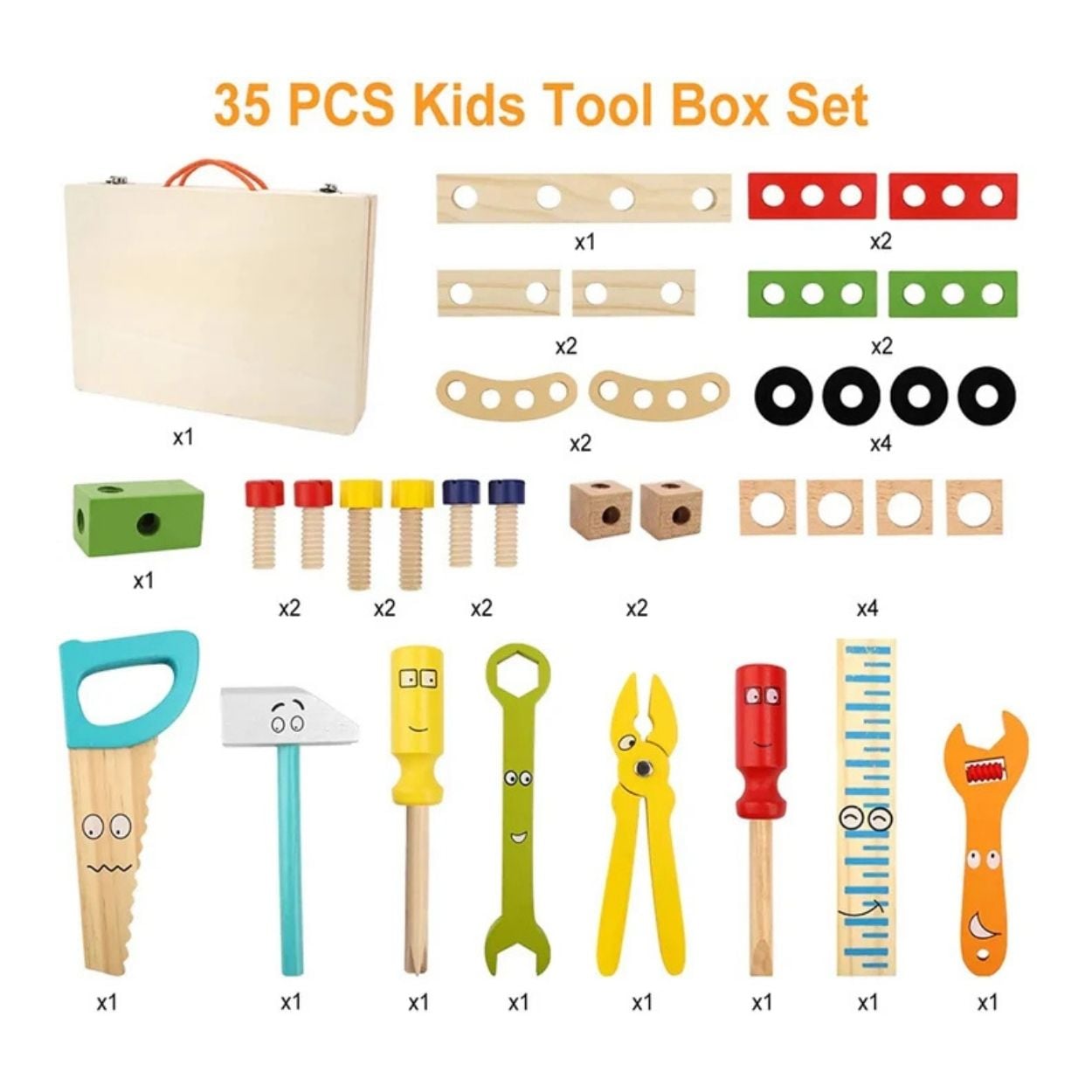 Kit Educativo Maletín Herramientas Coloridas de Madera para Niños - 4