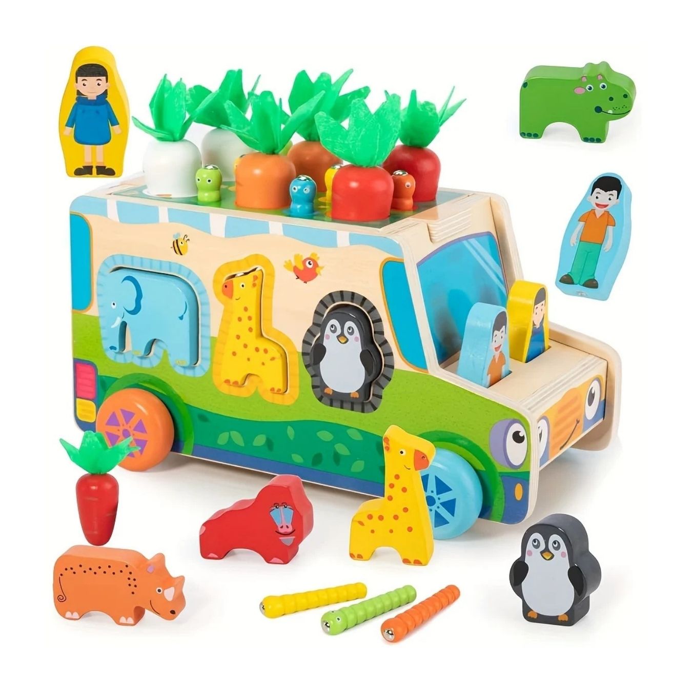 BUS DIDÁCTICO GRANJA 7EN1 DE ENCAJE DE ANIMALES Y HORTALIZAS - 2