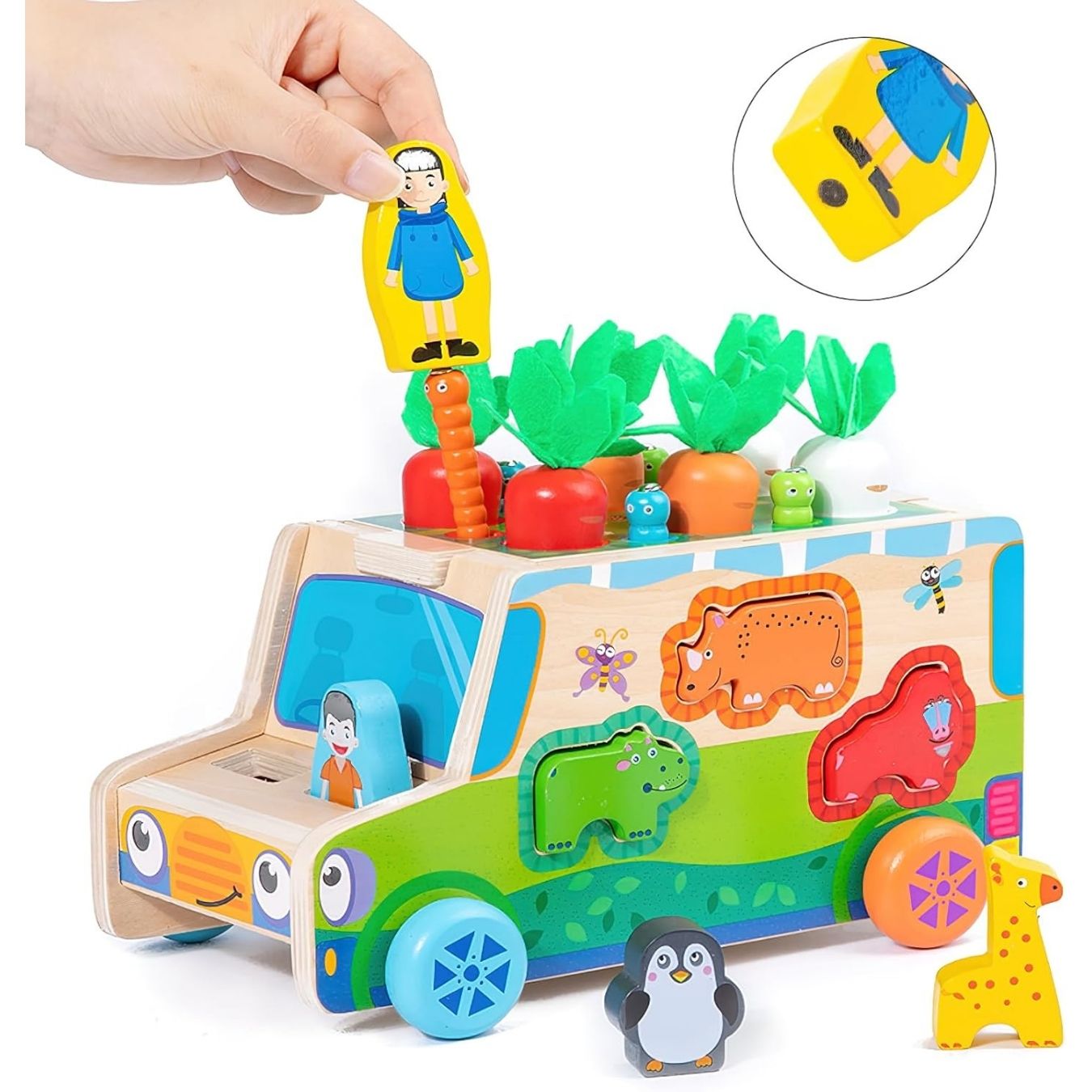 BUS DIDÁCTICO GRANJA 7EN1 DE ENCAJE DE ANIMALES Y HORTALIZAS - 5