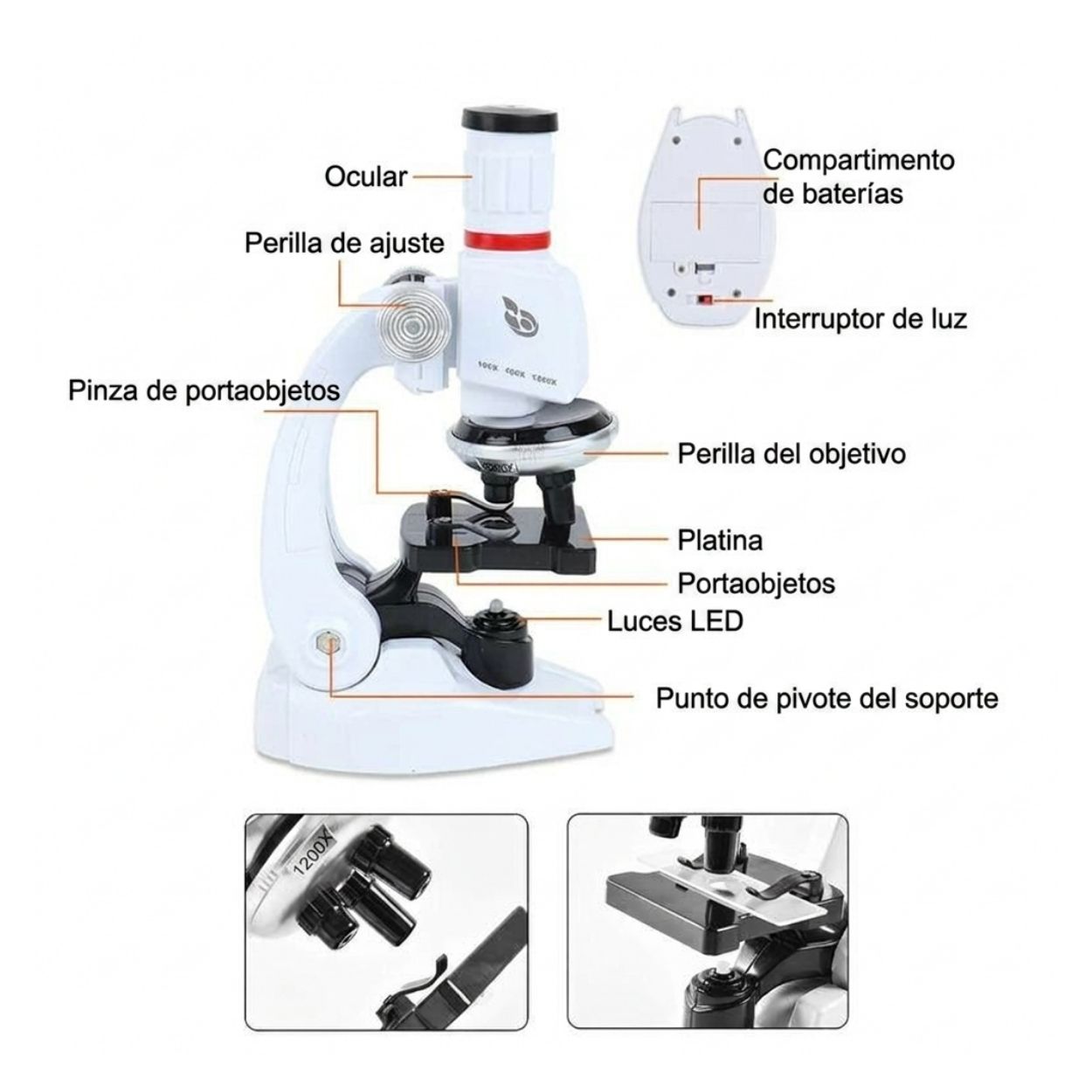 MICROSCOPIO EXPLORADOR EDUCATIVO DE JUGUETE PARA NIÑOS - 6