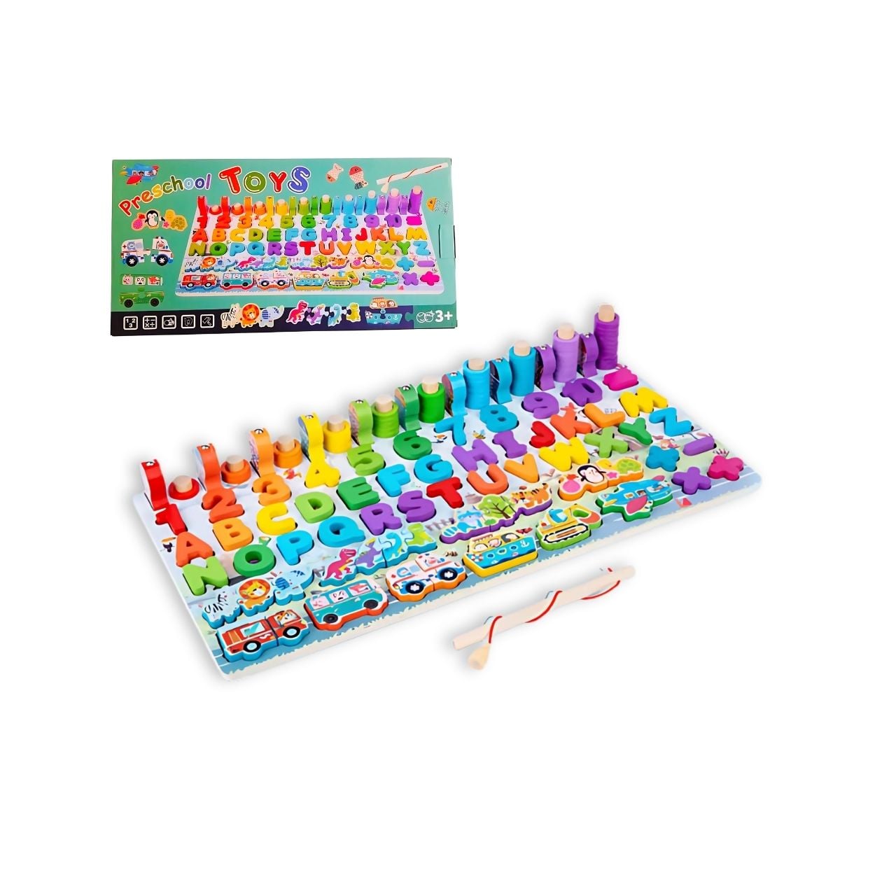 TABLERO DIDÁCTICO MULTIFUNCIÓN PESCA Y CLASIFICACIÓN NUMEROS LETRAS PARA NIÑOS - 1