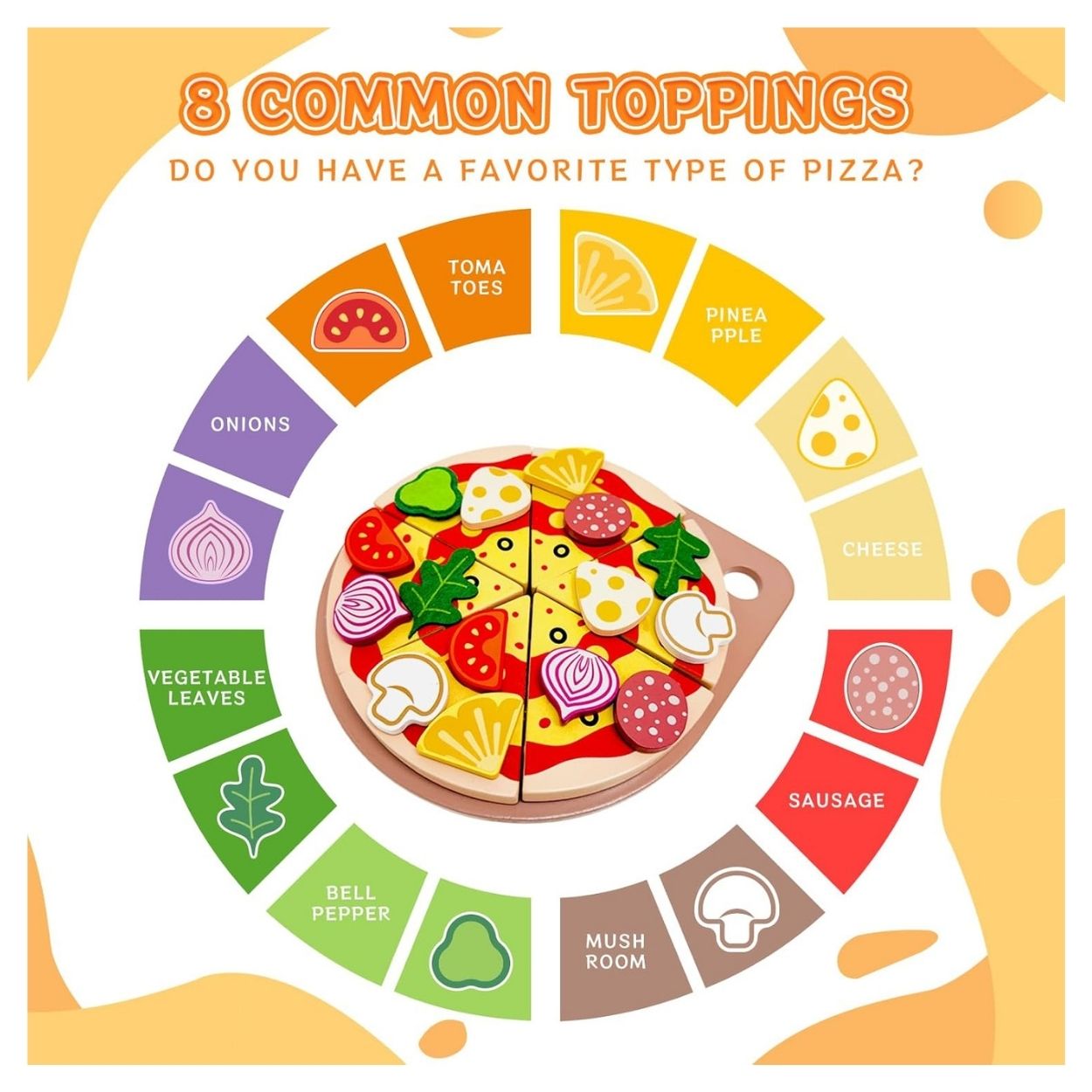 Juego Infantil Pizza Mágica Educativa - Rompecabezas de Madera - 6