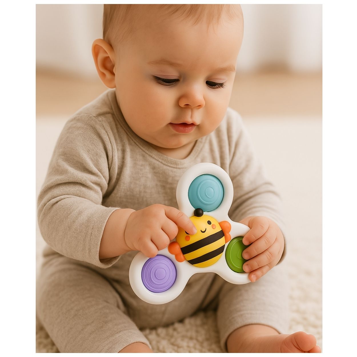 JUEGO SENSORIAL ANIMALITOS SPINNERS CON VENTOSA PARA BEBÉ SET DE 3PCS. - 4