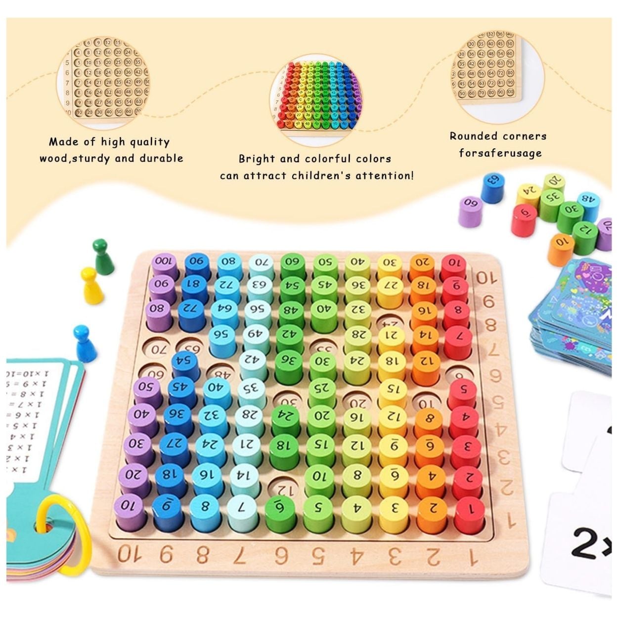 TABLERO MONTESSORI DE MULTIPLICACIÓN 3 EN 1 PARA NIÑOS - 5