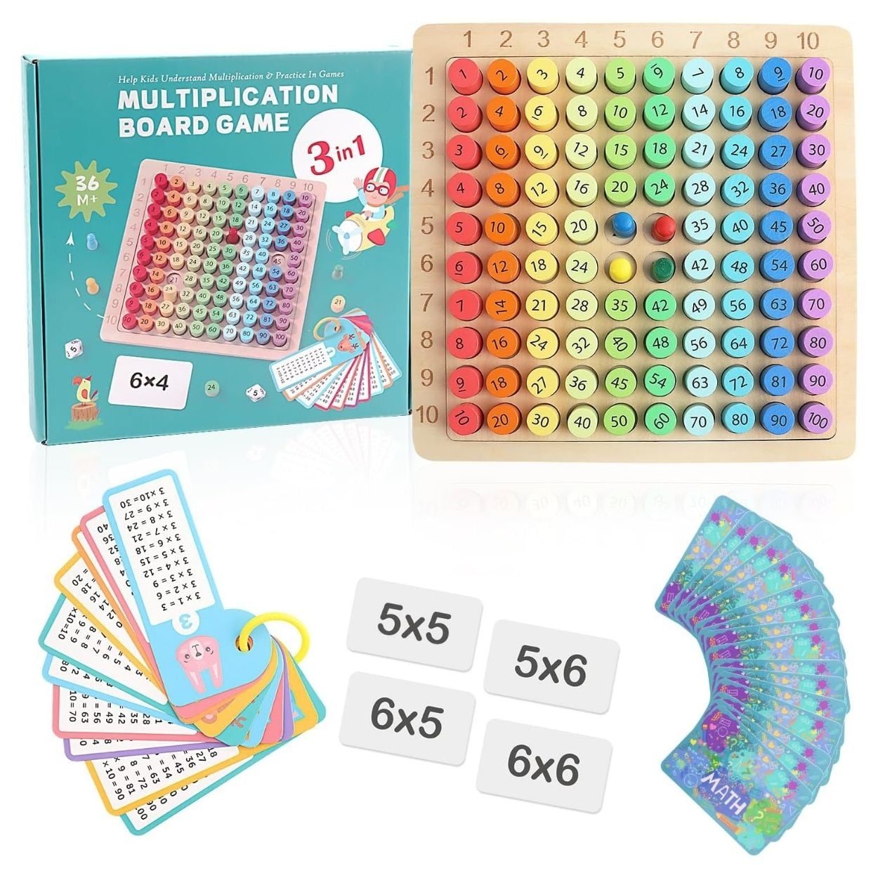 TABLERO MONTESSORI DE MULTIPLICACIÓN 3 EN 1 PARA NIÑOS - 6