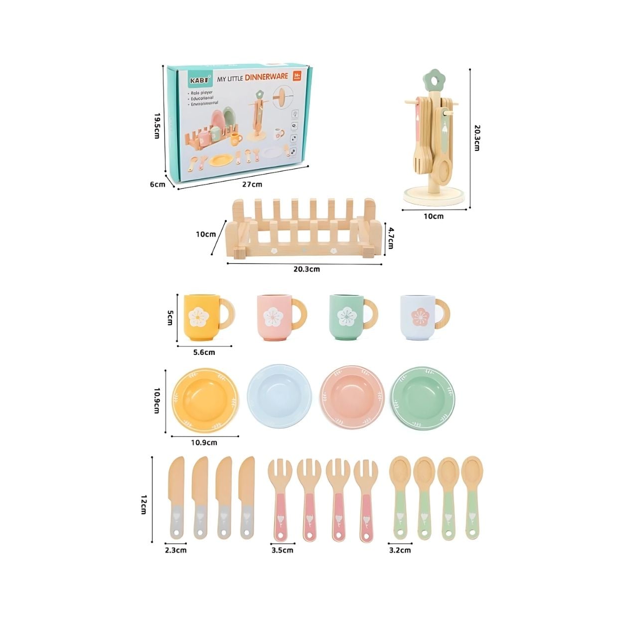 JUEGO INFANTIL DE VAJILLA Y UTENSILIOS DE COCINA - MADERA - 4