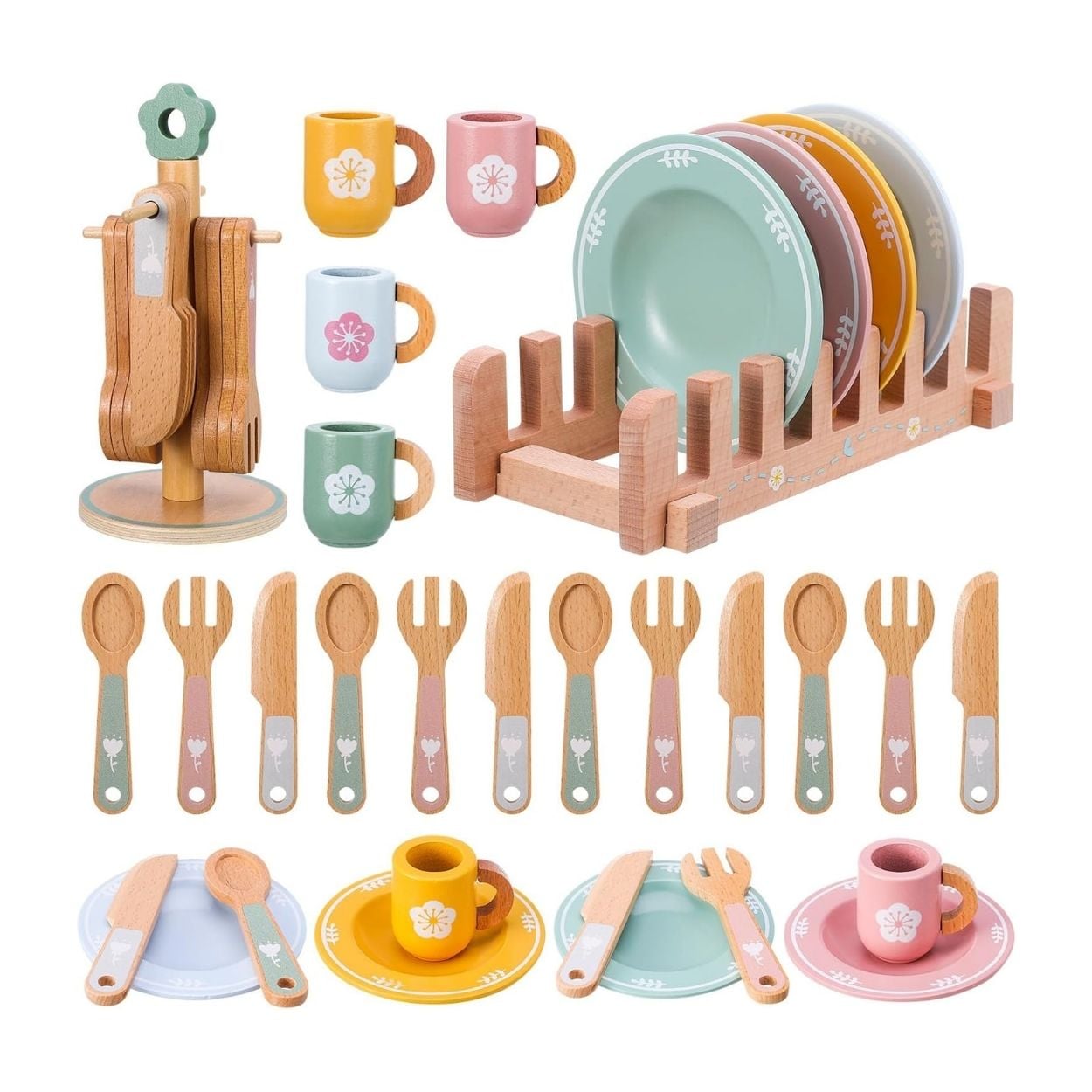 JUEGO INFANTIL DE VAJILLA Y UTENSILIOS DE COCINA - MADERA - 6