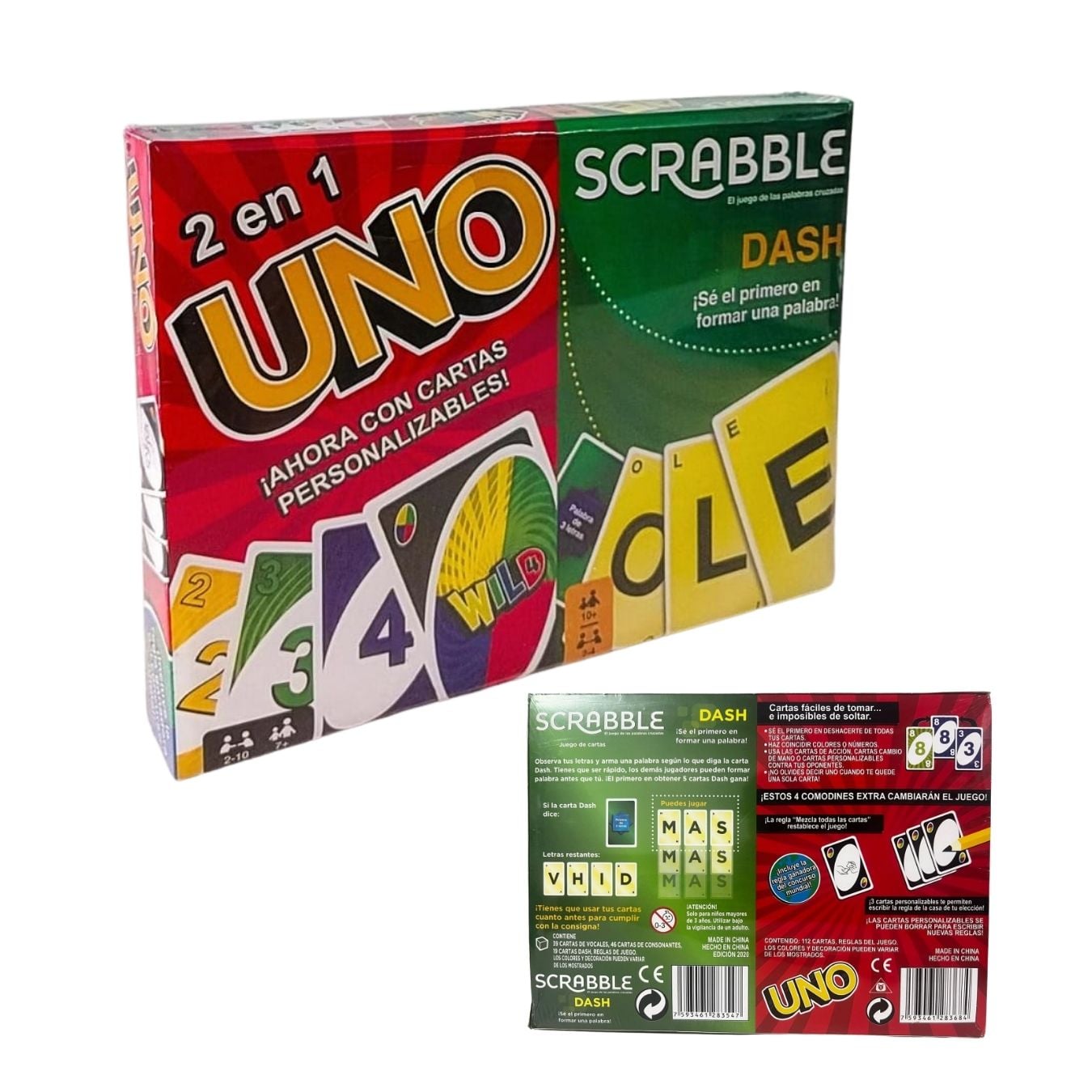 JUEGO DE MESA FAMILIAR 2EN1 UNO+ SCRABBLE - 1