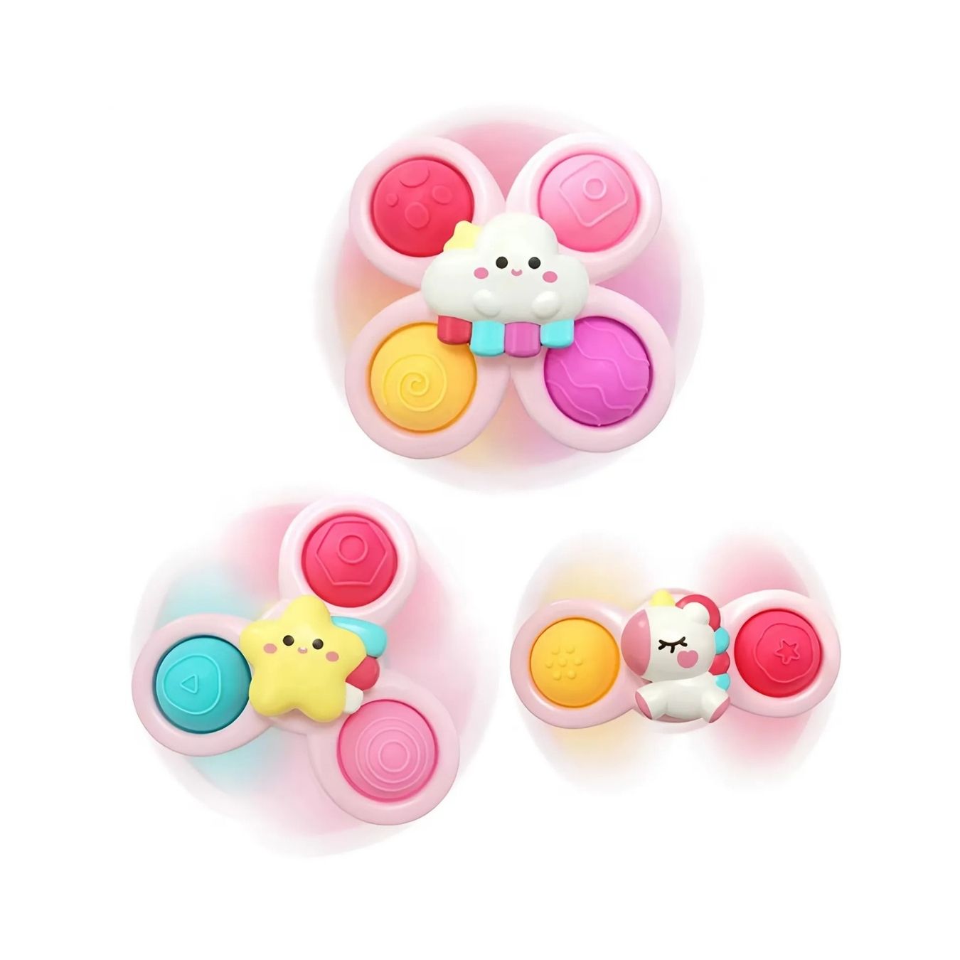JUGUETE SENSORIAL SPINNERS UNICORNIO VENTOSAS PARA BEBÉ 3PZS - 1