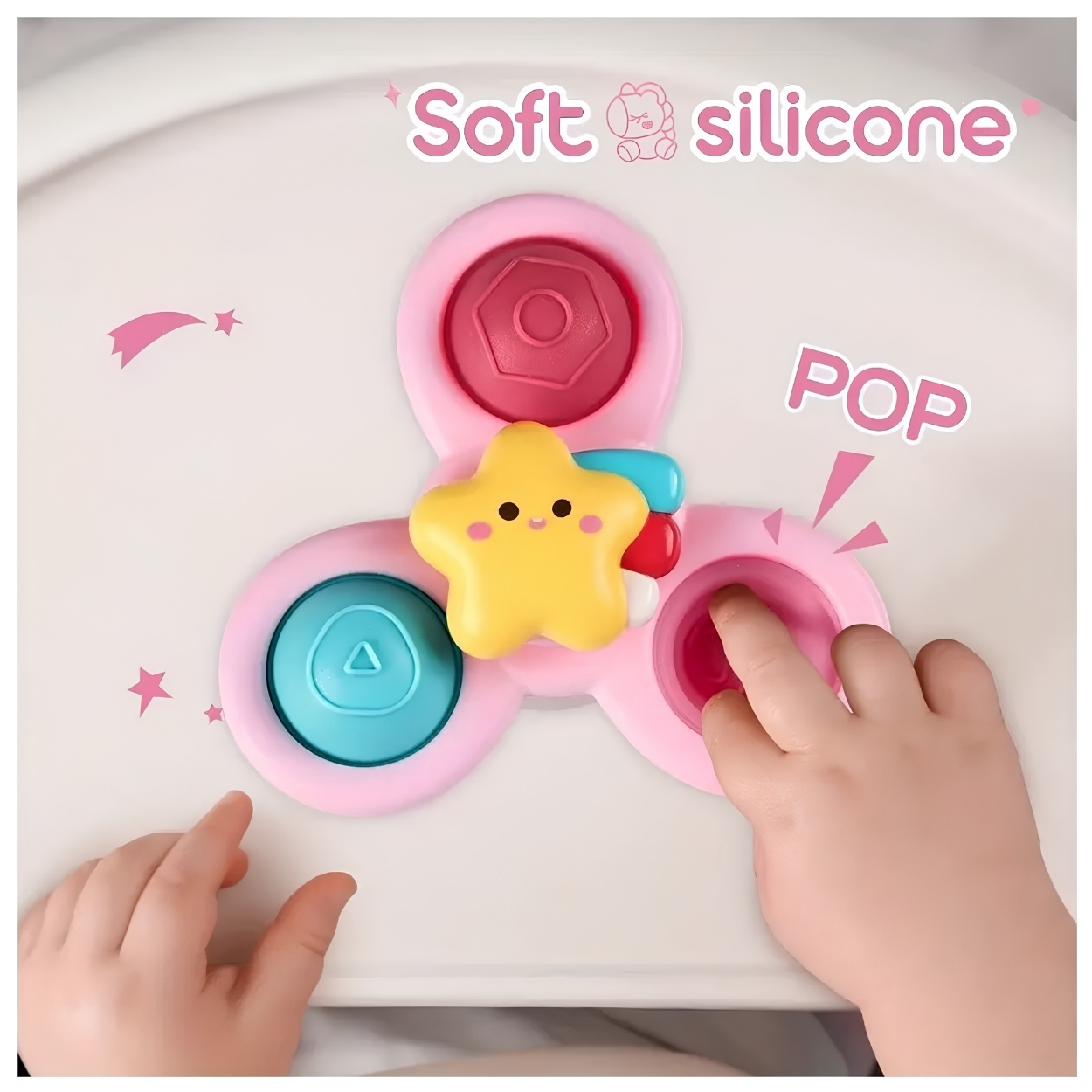 JUGUETE SENSORIAL SPINNERS UNICORNIO VENTOSAS PARA BEBÉ 3PZS - 6