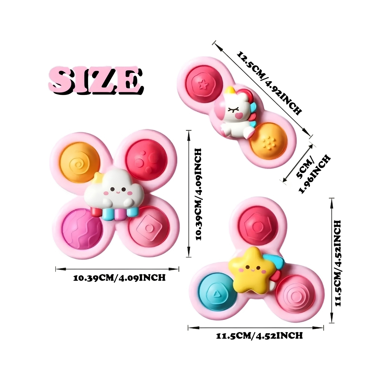 JUGUETE SENSORIAL SPINNERS UNICORNIO VENTOSAS PARA BEBÉ 3PZS - 7