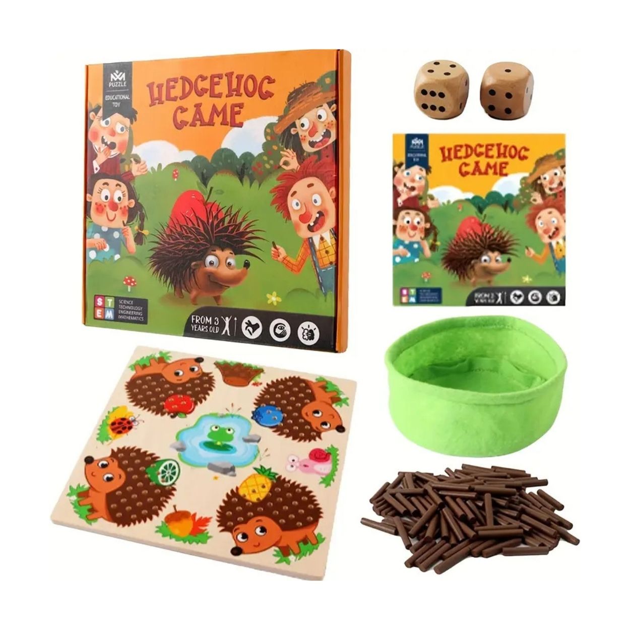 JUEGO MONTESSORI ERIZO CON PALITOS DE MADERA PARA NIÑOS - 1
