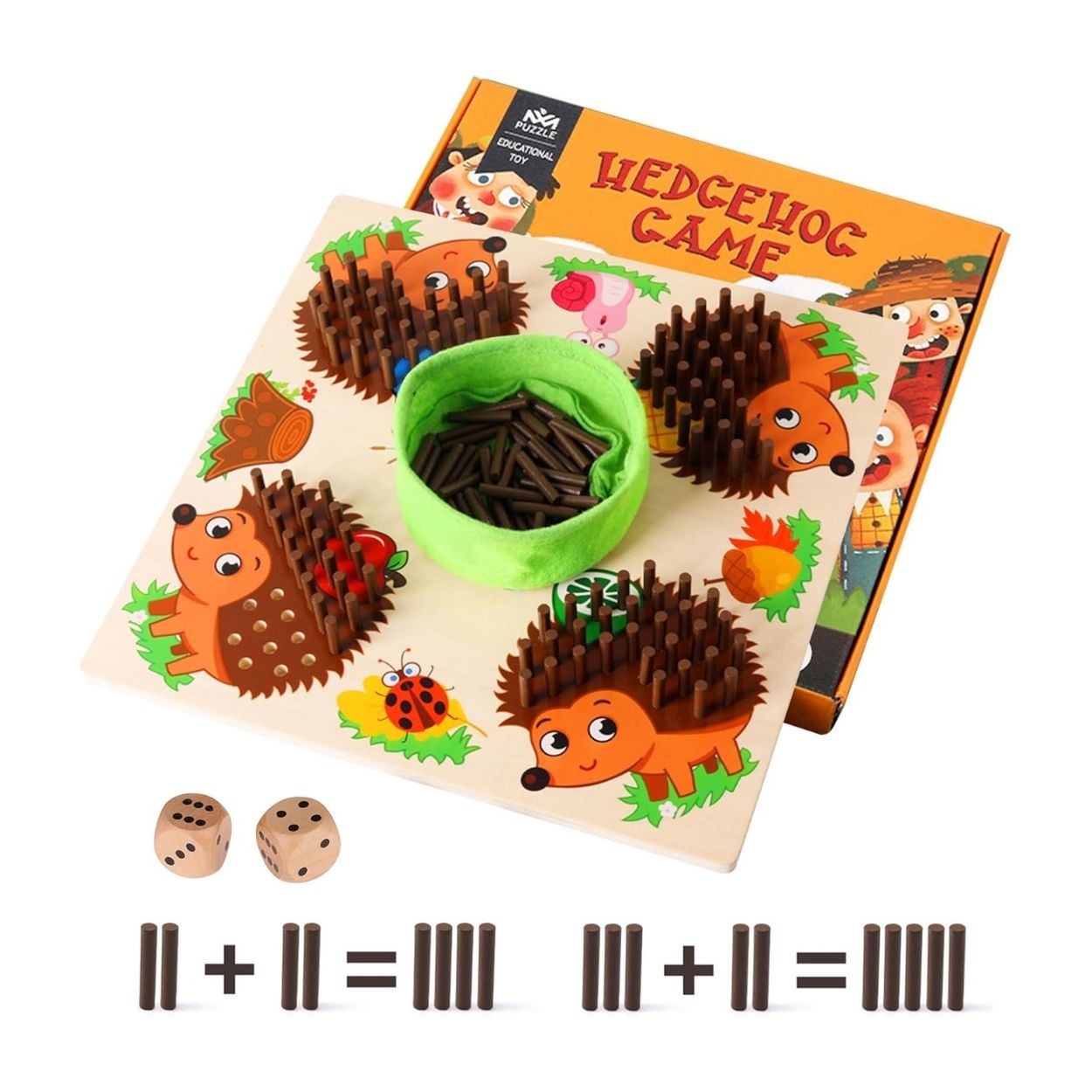 JUEGO MONTESSORI ERIZO CON PALITOS DE MADERA PARA NIÑOS - 2