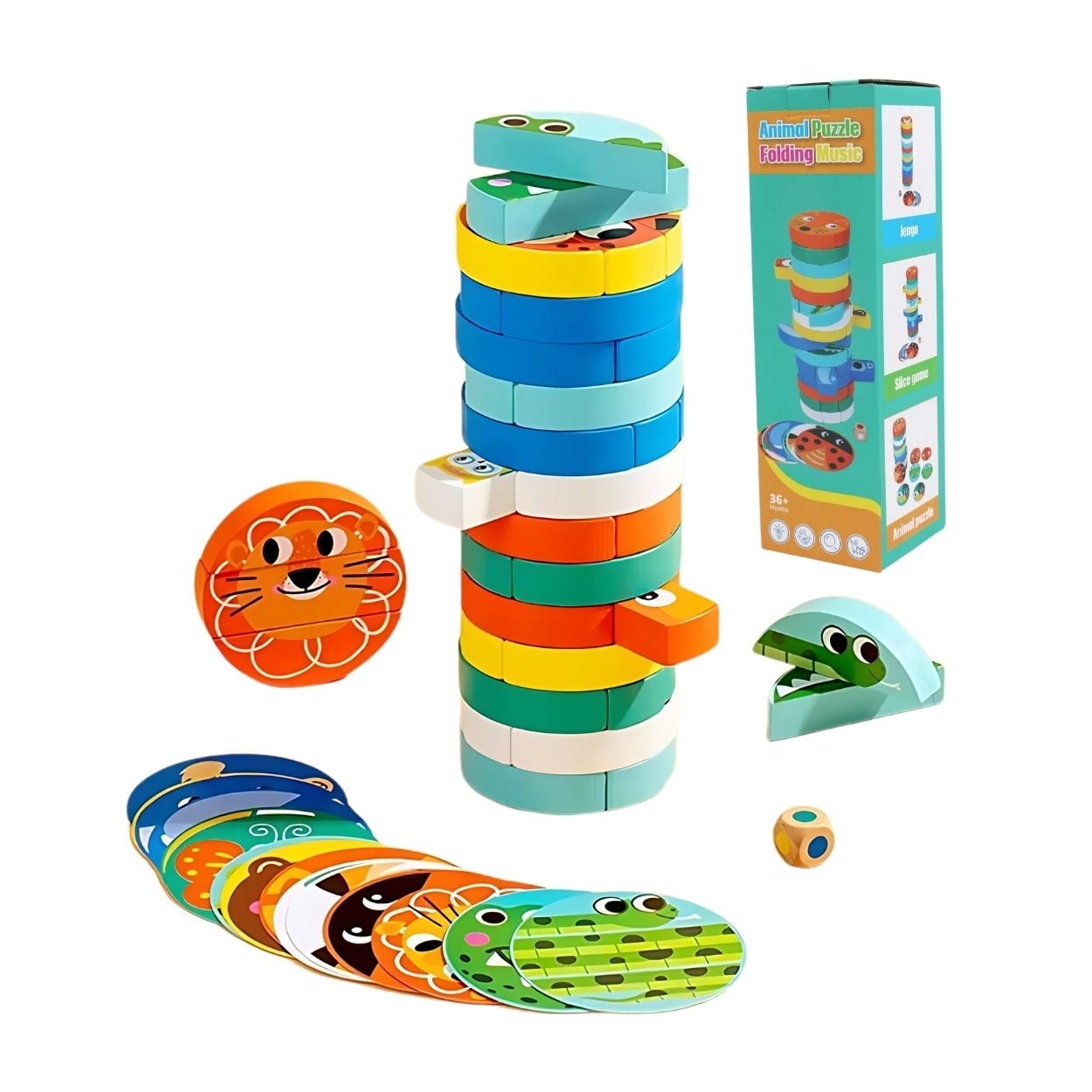 JUEGO DE APILAR PUZZLE ANIMALITOS JENGA DE MADERA PARA NIÑOS - 1