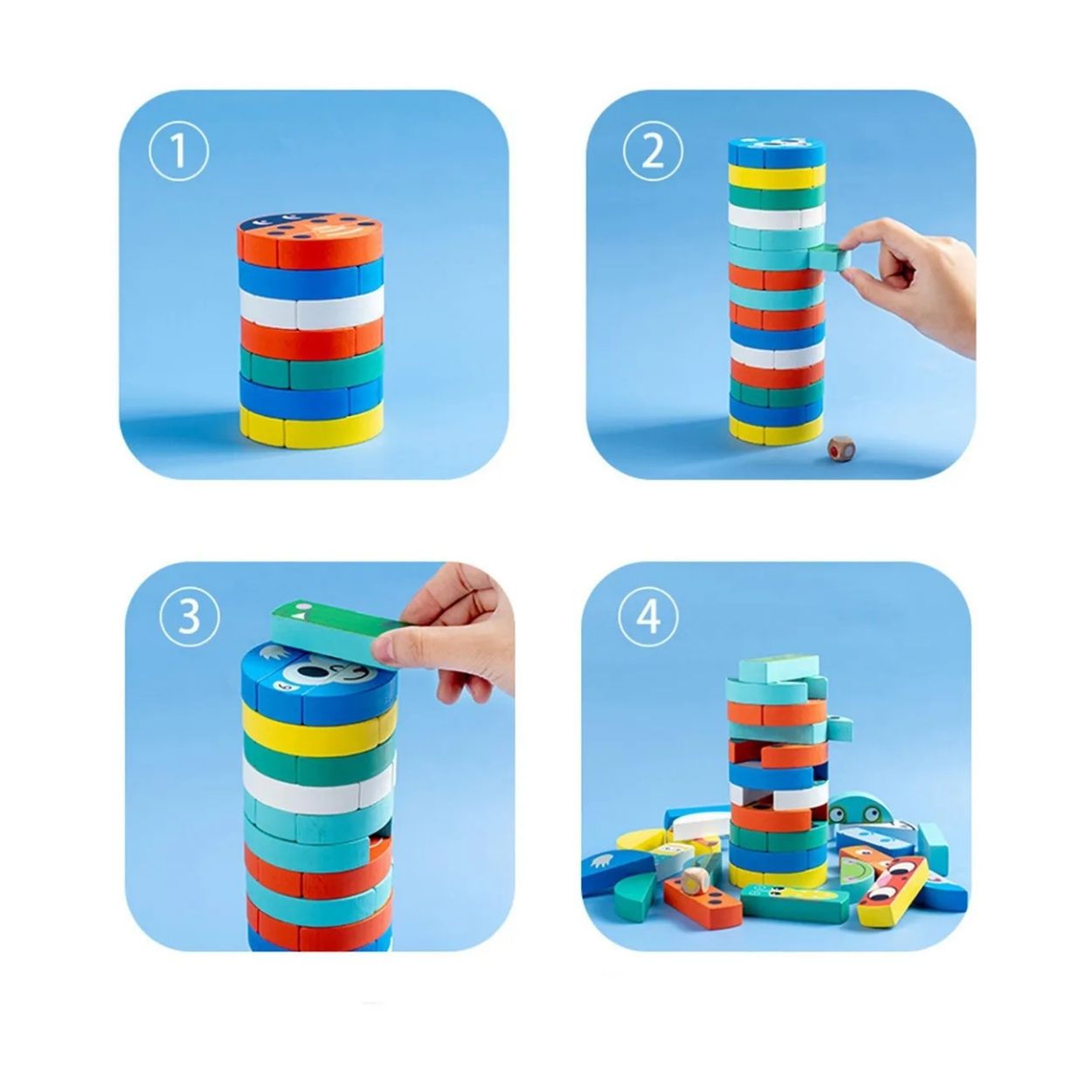 JUEGO DE APILAR PUZZLE ANIMALITOS JENGA DE MADERA PARA NIÑOS - 7