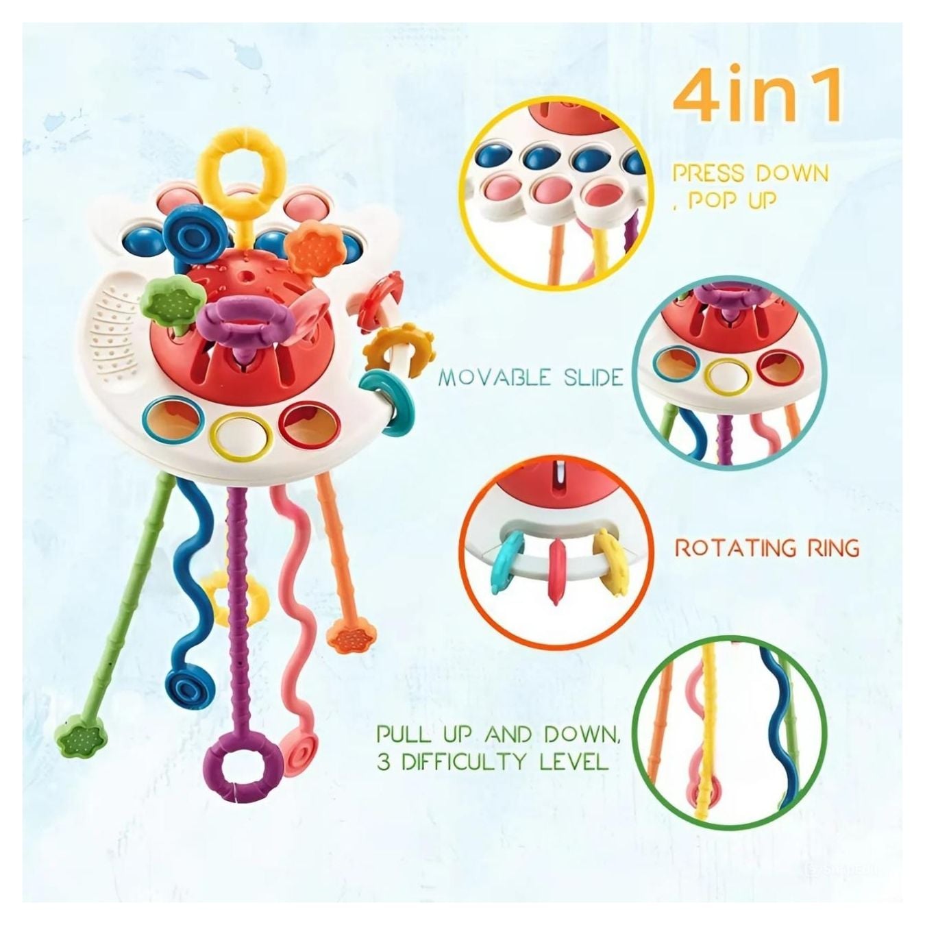 JUGUETE PULPO MOLAR SENSORIAL MONTESSORI PARA BEBÉ - 2