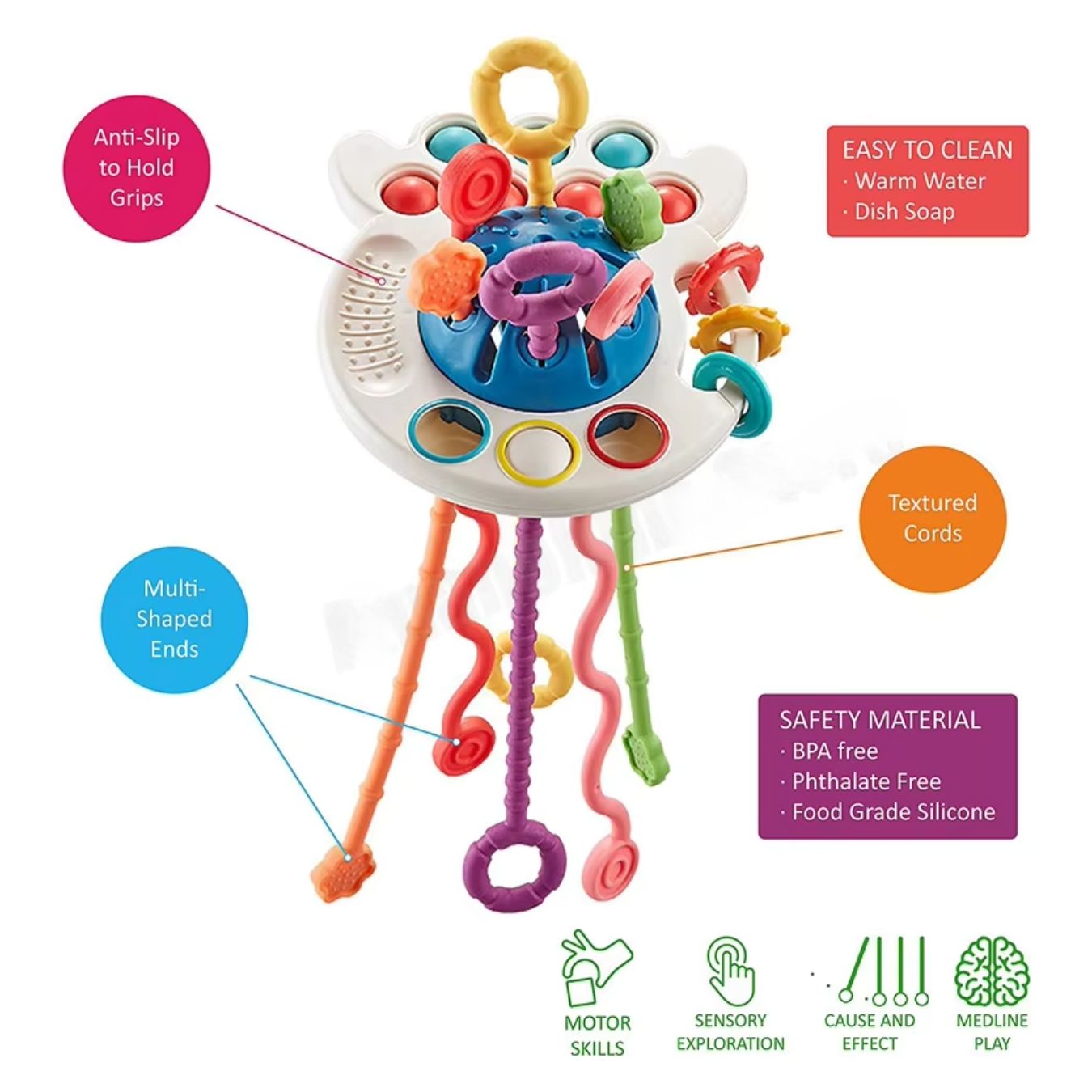 JUGUETE PULPO MOLAR SENSORIAL MONTESSORI PARA BEBÉ - 6