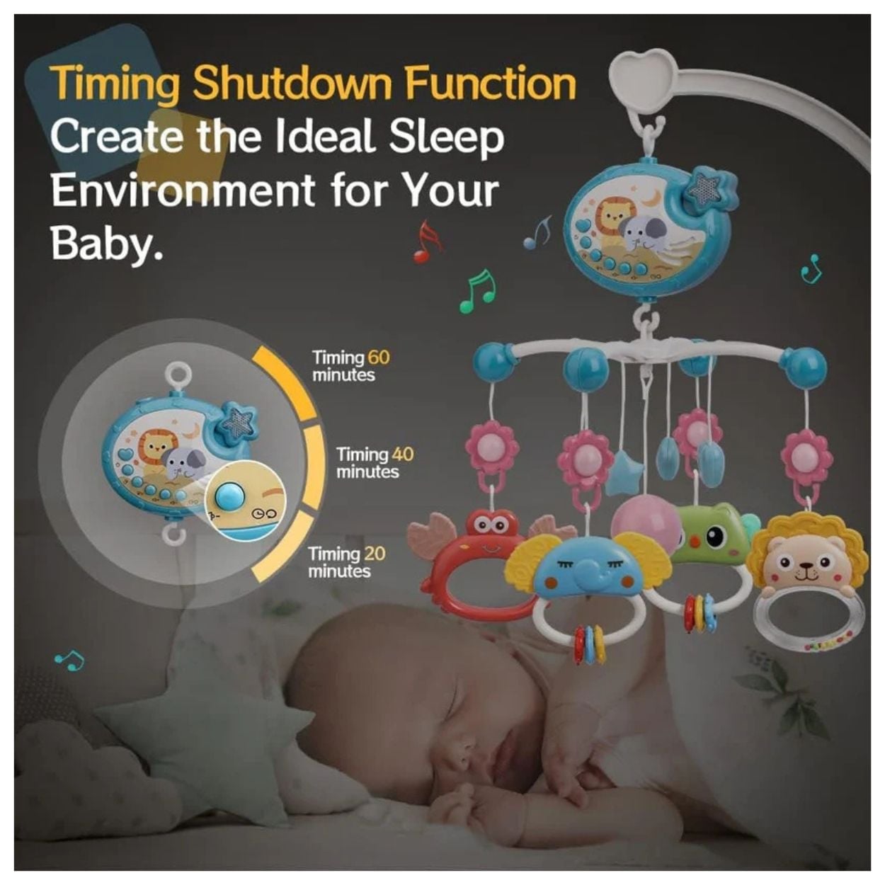 Móvil Musical Proyector con Temporizador Automático para Bebé Niño - 5