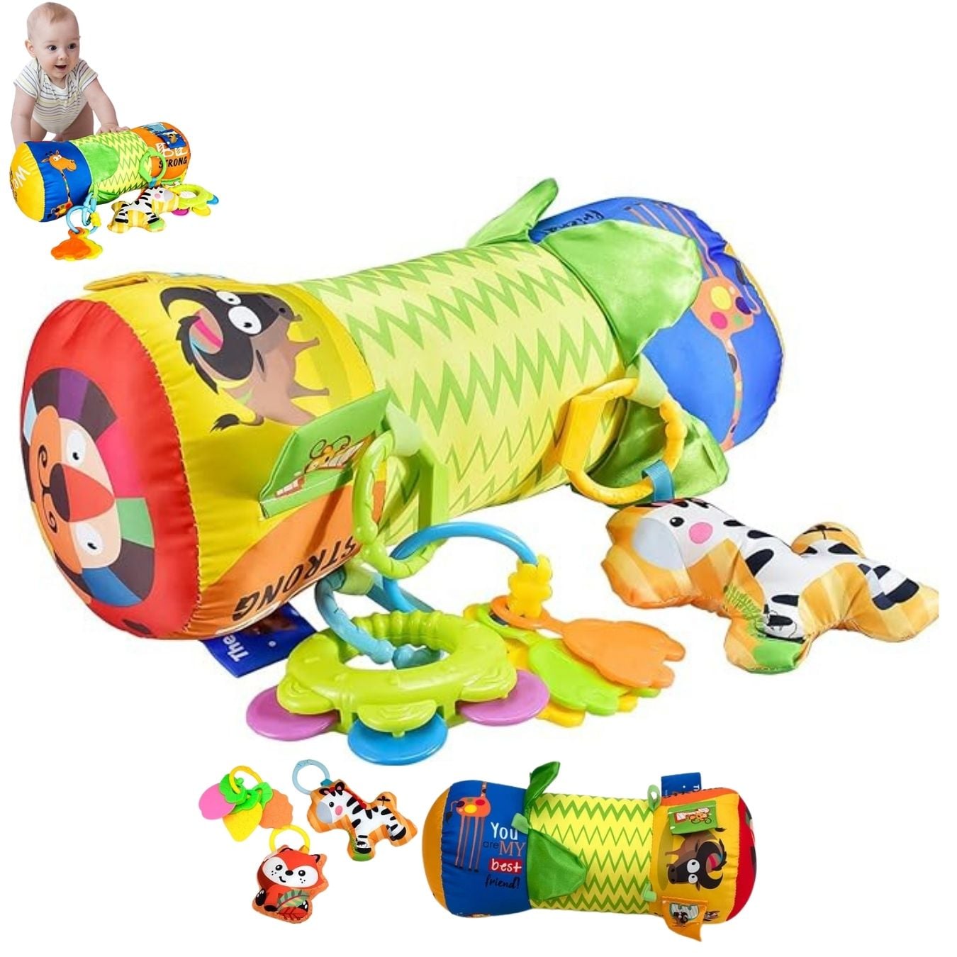 RODILLO SENSORIAL DE ACTIVIDADES CON SONAJEROS PARA BEBÉS - 3