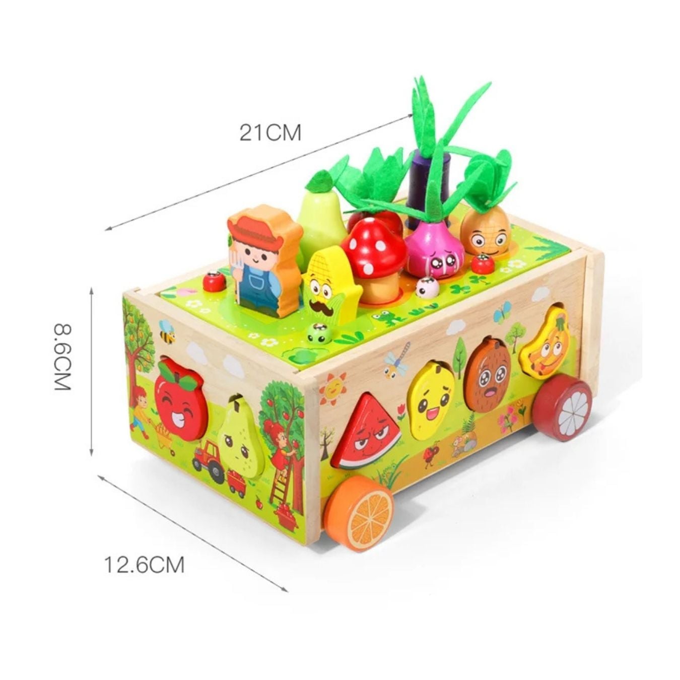 JUGUETE CARRITO GRANJA CON FRUTAS Y VERDURAS DE MADERA 8EN1 - 3
