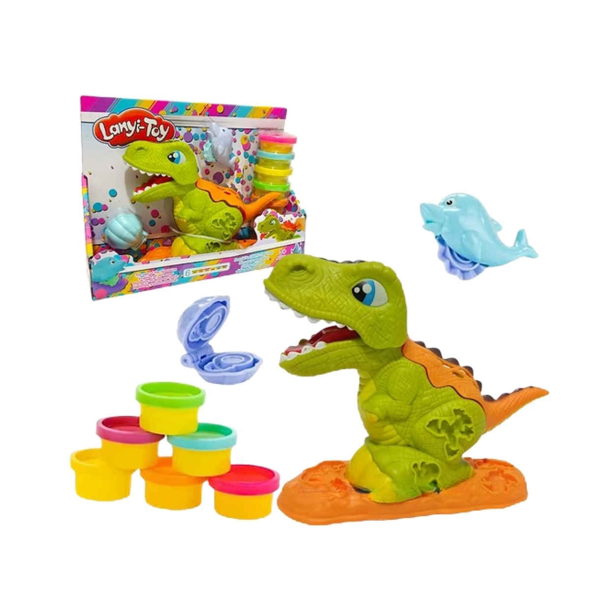 PLAYSET DIDÁCTICO DINO CON MOLDES Y PLASTILINAS PARA NIÑOS - 1