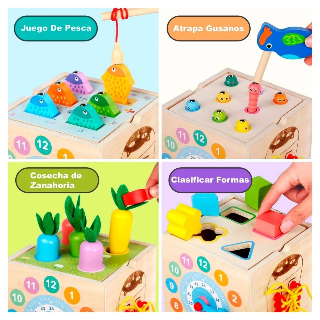 CUBO DIDÁCTICO 8 EN 1 DE MADERA OSITO MONTESSORI - 4