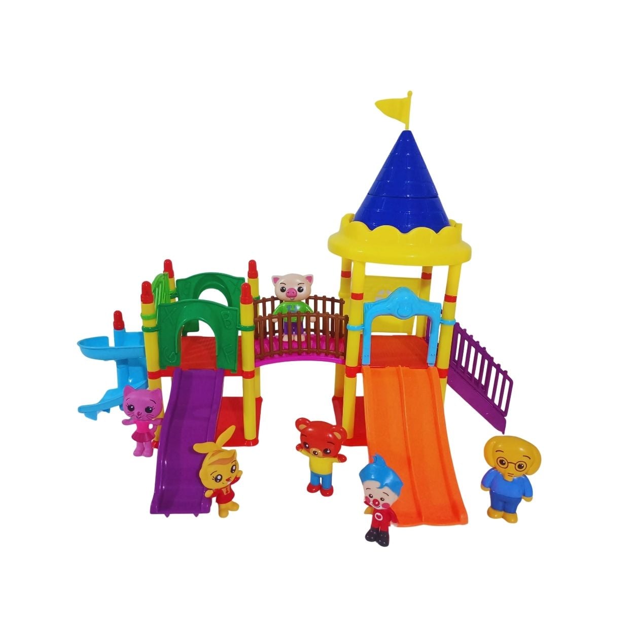 SET DE JUEGO PARQUE PLIM PLIM ARMABLE CON TOBOGÁN Y PERSONAJES - 1