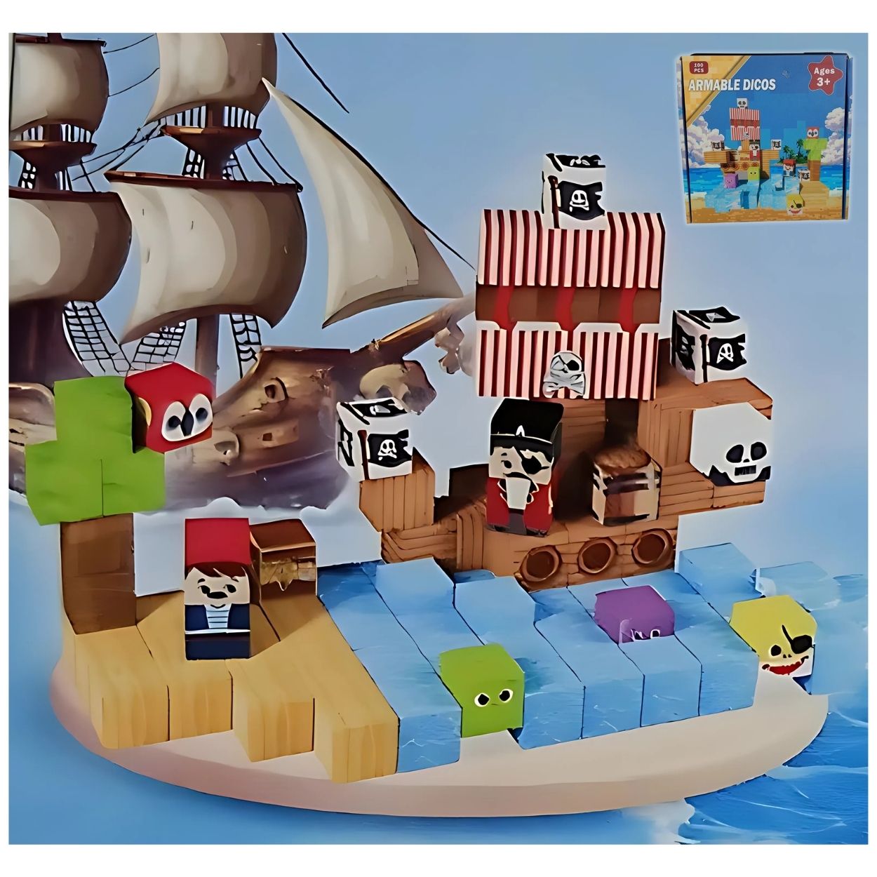 BLOQUES MAGNÉTICOS MINECRAFT PIRATAS 100PCS PARA NIÑOS - 1