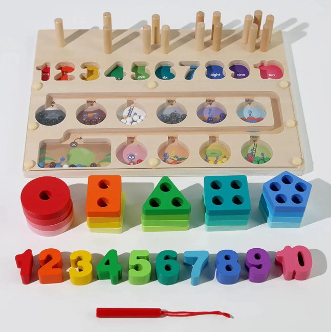 TABLERO MONTESSORI 3 EN 1 MAGNÉTICO DE MADERA EDUCATIVO - 3