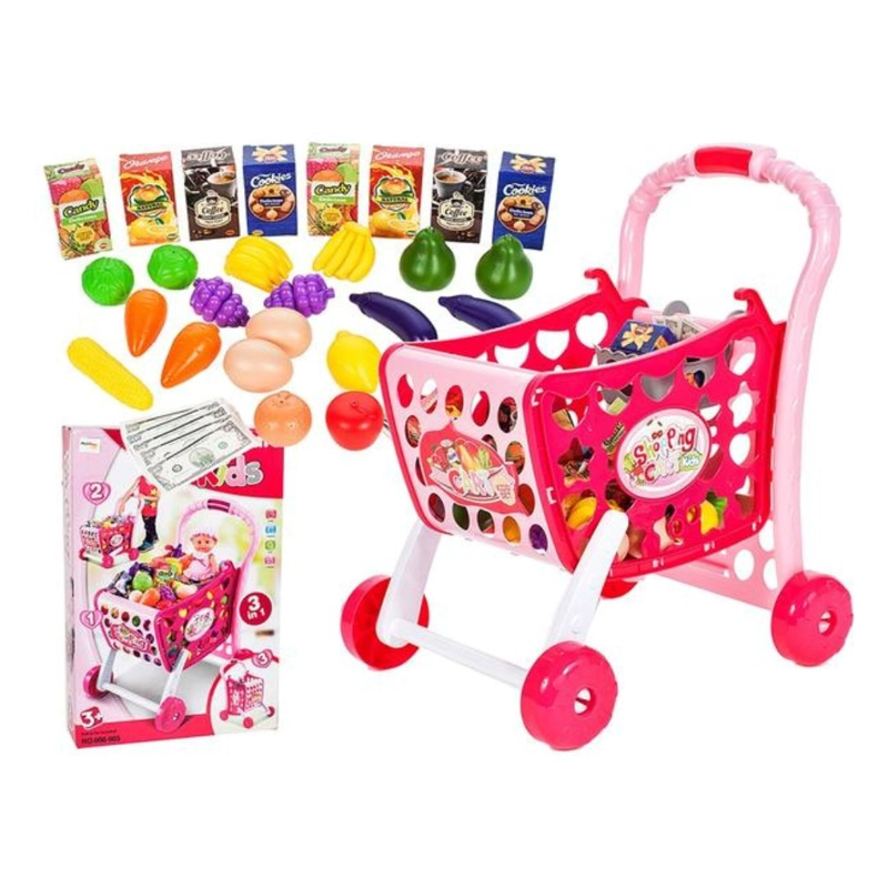 JUEGO DIDÁCTICO CARRITO MUSICAL DE COMPRAS CON ACCESORIOS - ROSADO - 1