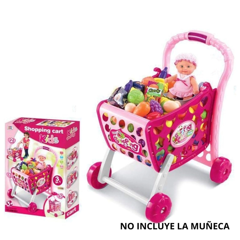 JUEGO DIDÁCTICO CARRITO MUSICAL DE COMPRAS CON ACCESORIOS - ROSADO - 2