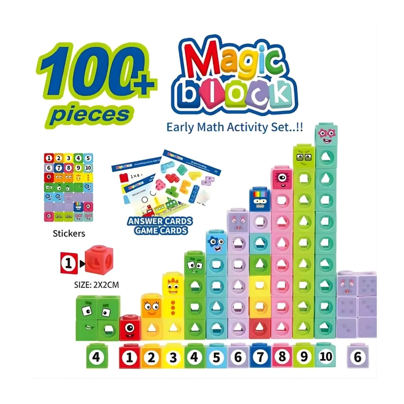 JUEGO DIDÁCTICO POLICUBOS MÁGICOS NUMÉRICOS CLASIFICACIÓN Y CONTEO PARA NIÑOS - 100PZS - 1