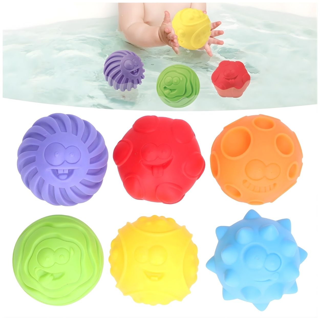 SET DE PELOTAS SENSORIALES EMOCIONES DIVERTIDAS DE COLORES PARA BEBÉ - 4