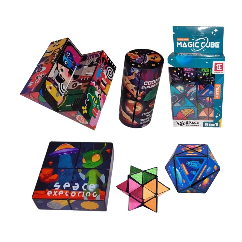 JUGUETE ANTI-ESTRÉS CUBOS MÁGICOS INFINITY 5 EN 1 RUBIK - SET EXPLORACIÓN ESPACIAL - 1