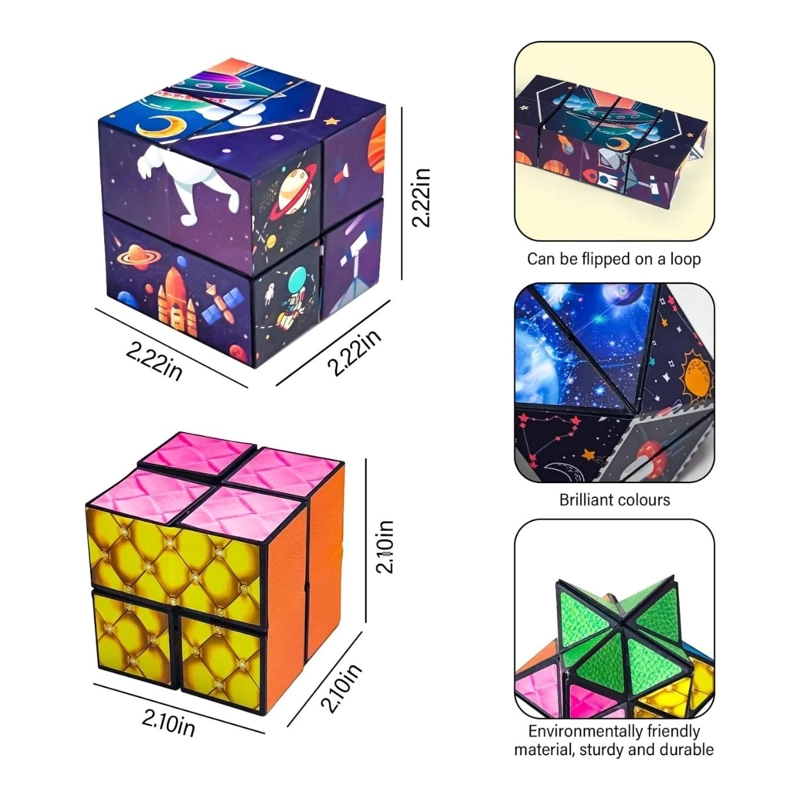 JUGUETE ANTI-ESTRÉS CUBOS MÁGICOS INFINITY 5 EN 1 RUBIK - SET EXPLORACIÓN ESPACIAL - 2