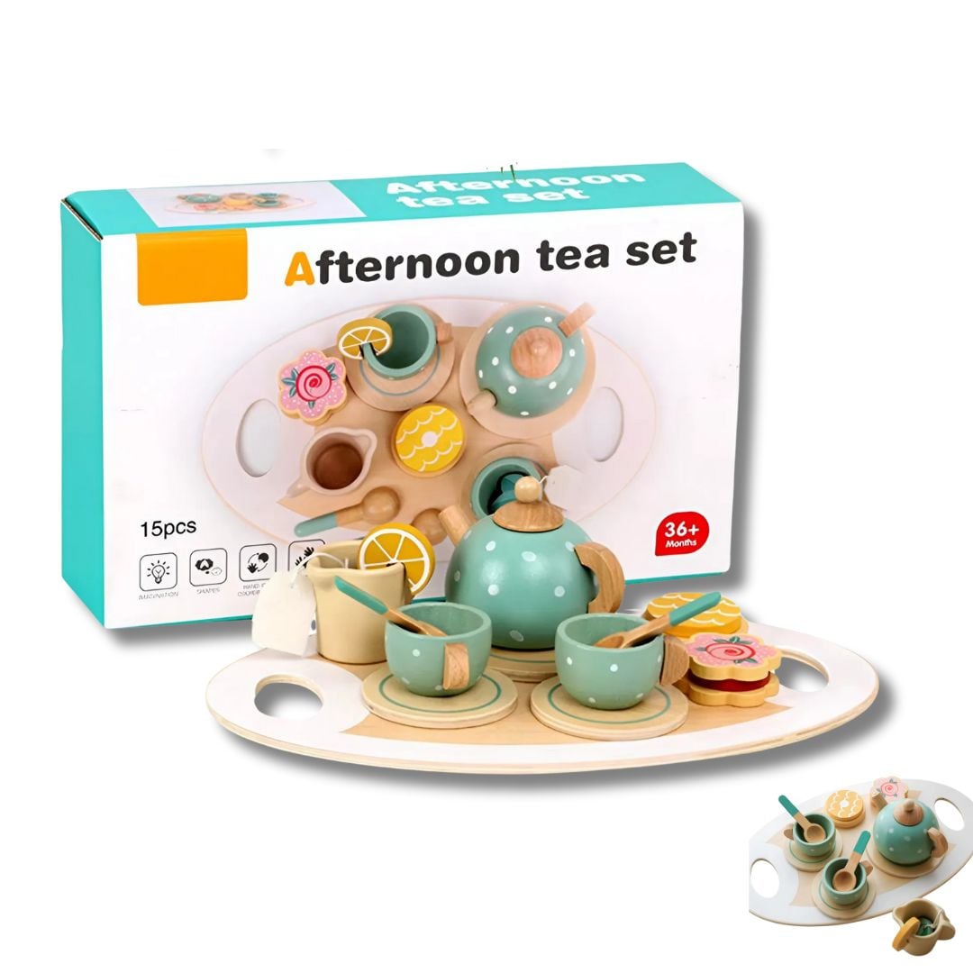 JUEGO DE FIESTA DEL TÉ DE MADERA PARA NIÑAS - 1