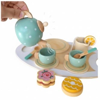 JUEGO DE FIESTA DEL TÉ DE MADERA PARA NIÑAS - 2