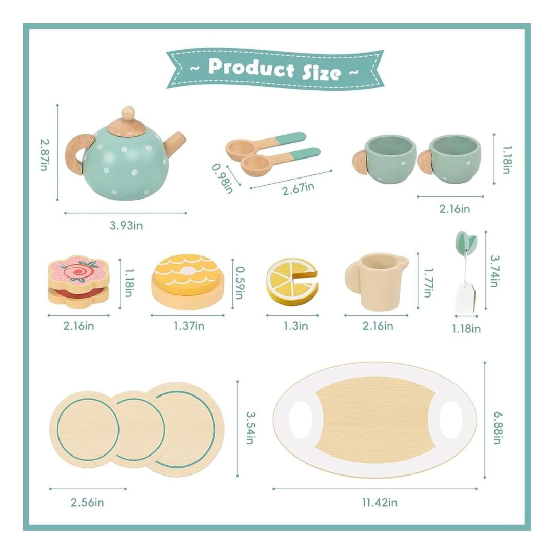 JUEGO DE FIESTA DEL TÉ DE MADERA PARA NIÑAS - 4