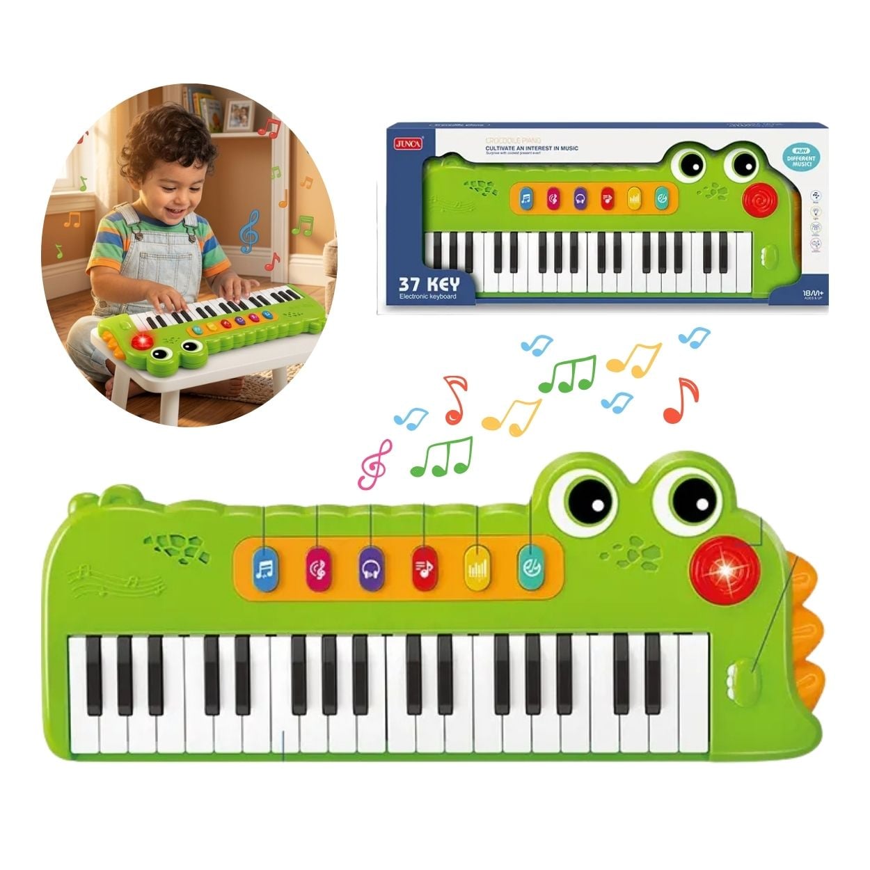 COCODRILO PIANO ELECTRÓNICO INFANTIL GRANDE - 37 TECLAS - 1