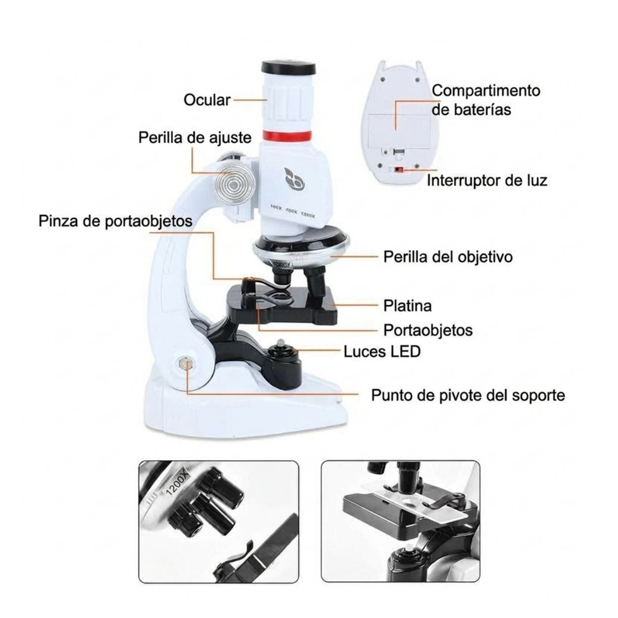 KIT CIENTÍFICO DE EXPERIMENTOS CON MICROSCOPIO INFANTIL JUEGO DIDÁCTICO - 8