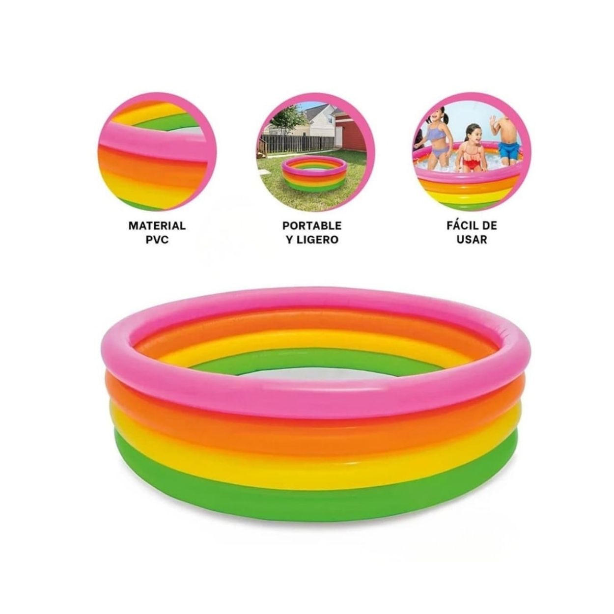PISCINA INFLABLE REDONDA 4 AROS FAMILIAR - 1